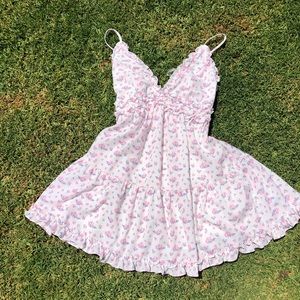 TIGER MIST PINK AND WHITE FLORAL DRESS S